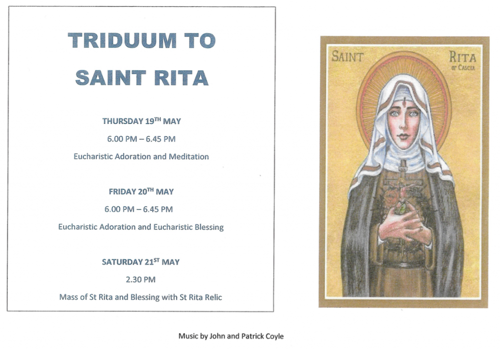 Triduum to St Rita at St. Catherine’s Newry Cathedral Parish